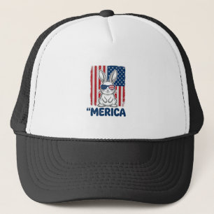 Retro Merica Patriottische Konijn Shirt Ontwerp_1 Trucker Pet