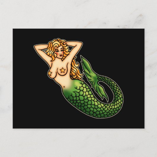 Retro Mermaid Briefkaart (Voorkant)