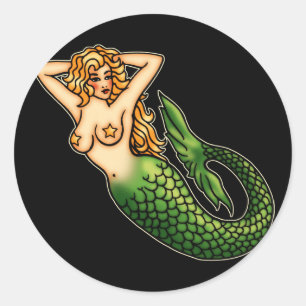 Retro Mermaid Ronde Sticker