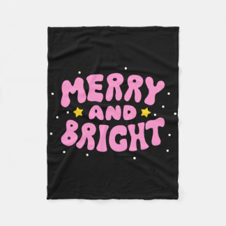 Retro Merry And Bright Holiday Design  Fleece Deken