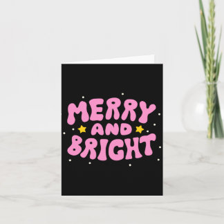 Retro Merry And Bright Holiday Design  Kaart