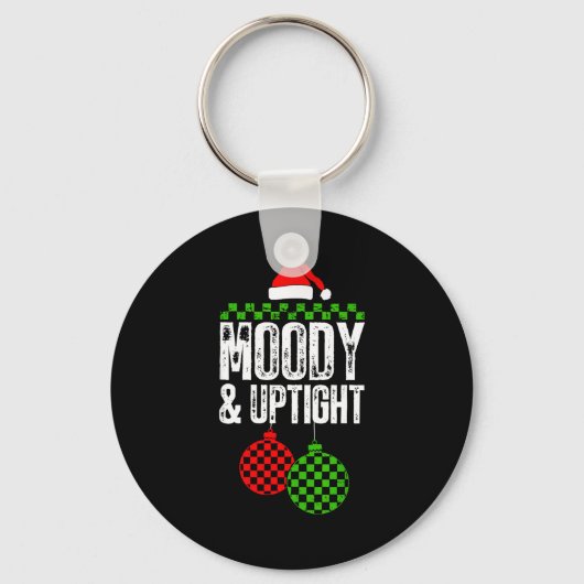 Retro Merry And Bright Moody And Uptight Couples C Sleutelhanger (Voorkant)