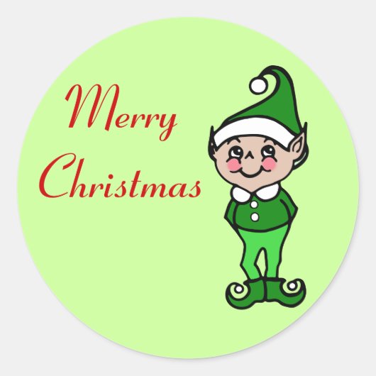 Retro Merry Christmas Elf Stickers (Voorkant)