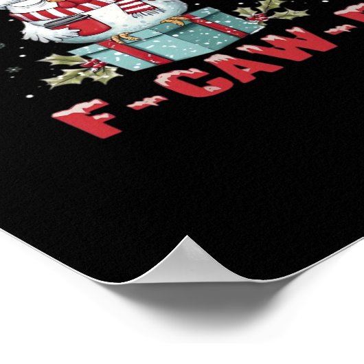 Retro Merry Christmas F-Caw-F Chicken Poster (Hoek)