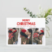 Retro Merry Christmas Red Feestdagenkaart (Staand voorkant)