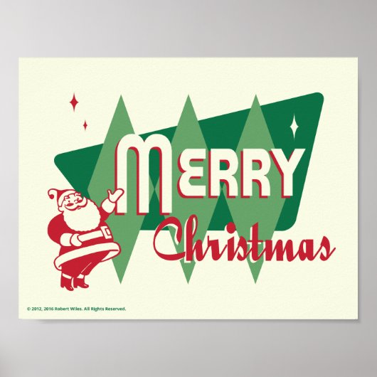 Retro Merry Christmas Santa Claus Poster (Devant)