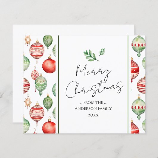 Retro Merry Christmas Waterverf Tree Ornament (Voorkant / Achterkant)