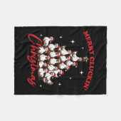 Retro Merry Cluckin Christmas Chicken Tree Boerder Fleece Deken (Voorkant (Horizontaal))