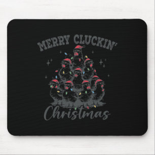 Retro Merry Cluckin Kerst Grappige Kip Kerstman Muismat
