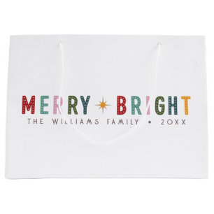 Retro Merry en Bright  Typografie Groot Cadeauzakje