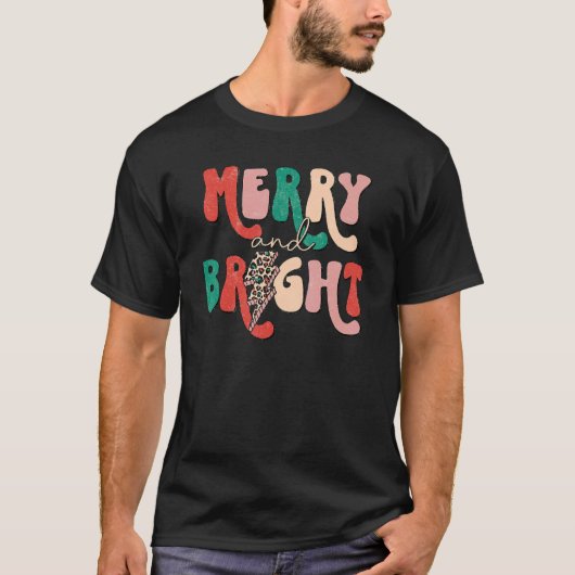  Retro Merry en heldere luipaard B T-shirt (Voorkant)