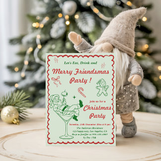 Retro Merry Friendsmas Kerstfeest Kaart