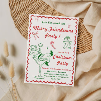 Retro Merry Friendsmas Kerstfeest Kaart