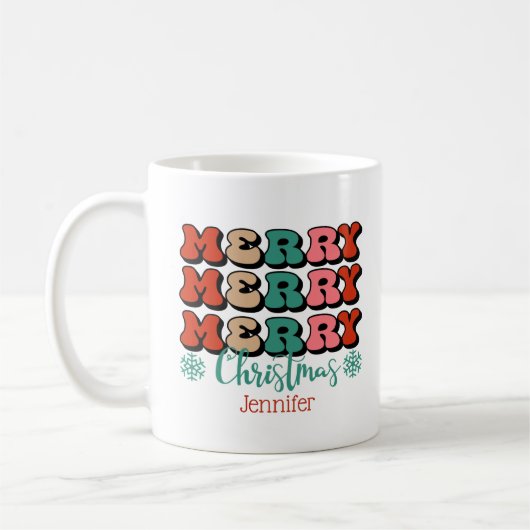Retro Merry kerst - Aangepaste computer Koffiemok (Links)
