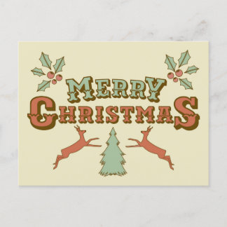 Retro Merry kerst Briefkaart