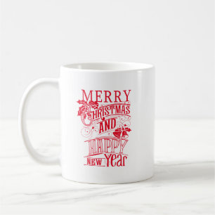Retro Merry kerst & Happy Nieuwjaar Koffiemok