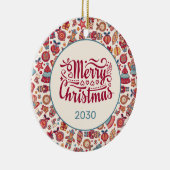 Retro Merry kerst Keramisch Ornament (Rechts)