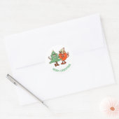 Retro Merry kerst Ronde Sticker (Envelop)