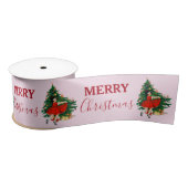 Retro Merry Kerstmis - boom roze Lint (Spoel)