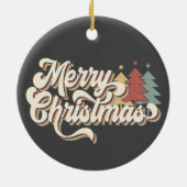 Retro Merry Kersttypografie Keramisch Ornament (Achterkant)
