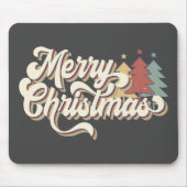 Retro Merry Kersttypografie Muismat (Voorkant)