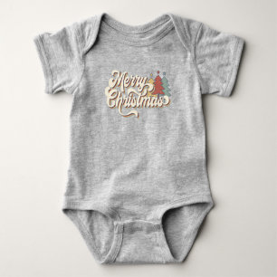 Retro Merry Kersttypografie Romper