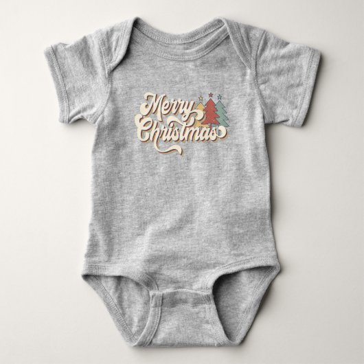 Retro Merry Kersttypografie Romper (Voorkant)