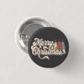 Retro Merry Kersttypografie Ronde Button 3,2 Cm (Voorkant /achterkant)