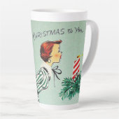 Retro  Merry kerstwens Lady Latte Mok (Rechterhoek)