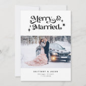 Retro Merry & Married Minimalist Foto Feestdagenkaart (Voorkant)