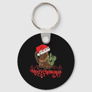 Retro Merry Xmas Santa Hoed Cowboy Laarzen Western Sleutelhanger