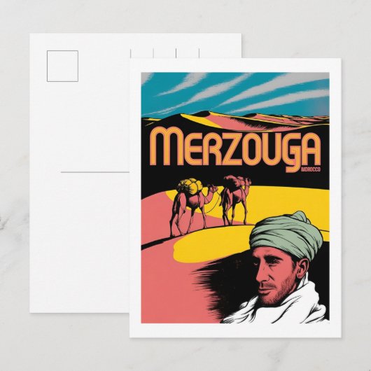 Retro Merzouga sahara camel ride morocco travel  Briefkaart (Voorkant / Achterkant)