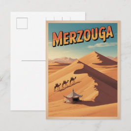 Retro Merzouga sahara camel ride morocco travel  Briefkaart
