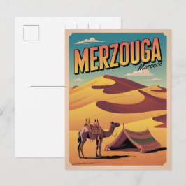 Retro Merzouga sahara camel ride morocco travel gi Briefkaart