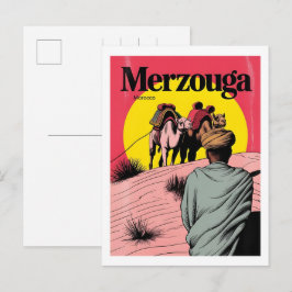 Retro Merzouga sahara camel ride morocco travel gi Briefkaart