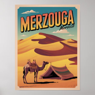 Retro Merzouga Sahara kameelrit Marokko reizen gi Poster