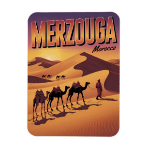 Retro Merzouga Sahara kameelrit Marokko reizen Magneet