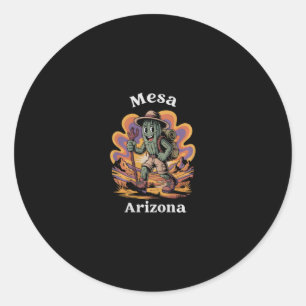 Retro Mesa Arizona Wandelroute Avontuur Cactus P Ronde Sticker