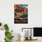 Retro Mesa Verde National Park Travel Poster (Thuiskantoor)