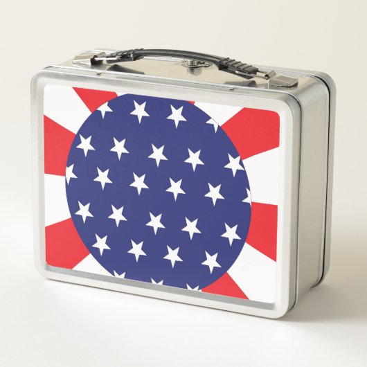 Retro Metal Lunchbox With Stars and Stripes  (Achterkant)