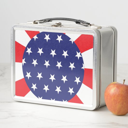 Retro Metal Lunchbox With Stars and Stripes  (In situ)
