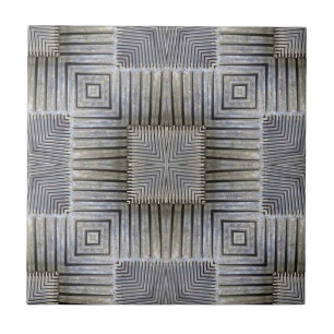 Retro Metallic Zilveren Sierlijke Vierkanten Patro Tegeltje