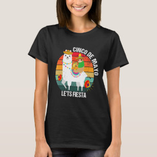 Retro Mexicaanse Luiaard Rijden Llama Happy Cinco T-shirt