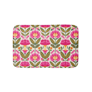 Retro Mexicaanse Talavera Bloemen Fuchsia Roze Blo Badmat