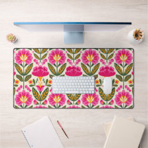 Retro Mexican Flowers Fuchsia Pink Floral