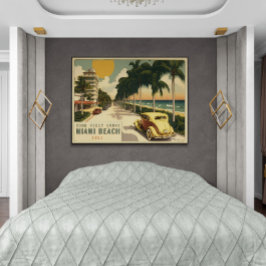Retro Miami Briefkaart van 1920strand Ocean Drive Poster