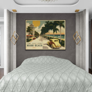 Retro Miami Briefkaart van 1920strand Ocean Drive Poster