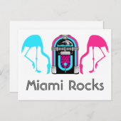 Retro Miami Flamingo's Diner Jukebox Briefkaart (Voorkant / Achterkant)