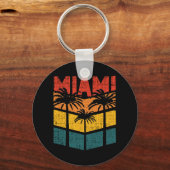 Retro Miami Florida Beach Souvenir Palm Tree 80's Sleutelhanger (Voorkant)