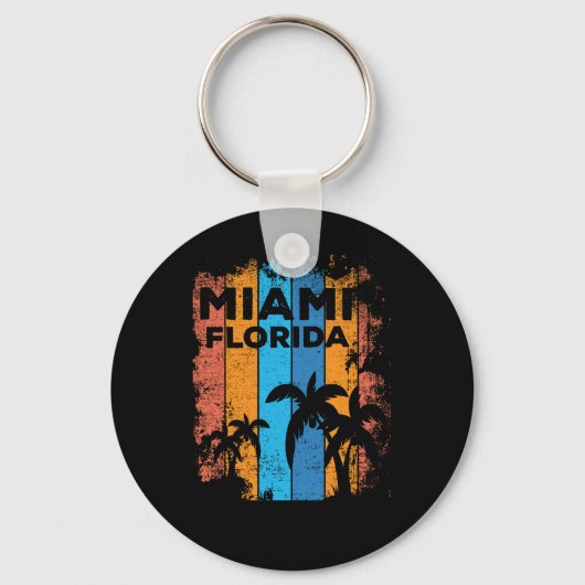 Retro Miami Florida Beach Souvenir Sleutelhanger (Voorkant)